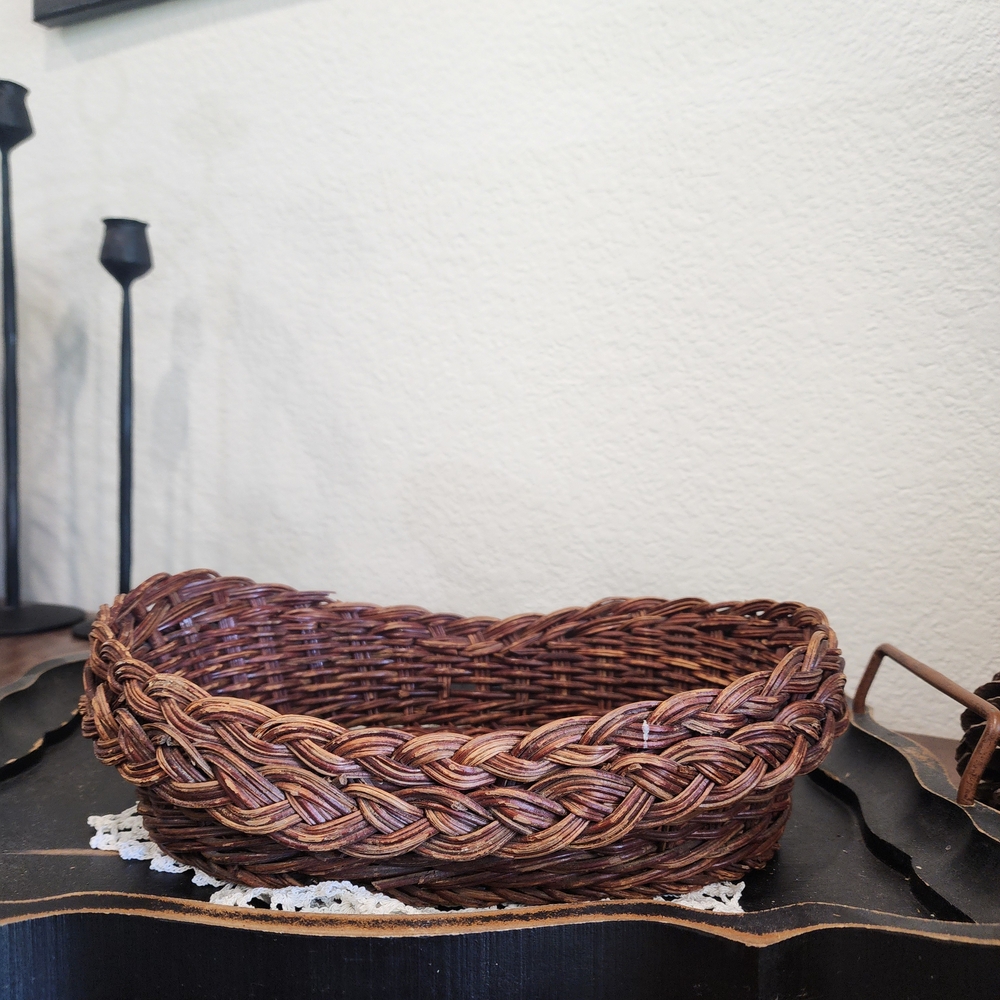 Vintage Oval Brown Wicker Basket